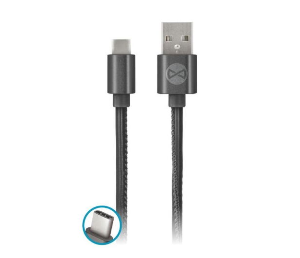 FOREVER Kabel USB - USB-C 1M skóra czarny - 1443324 - zdjęcie